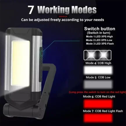 1/2/4PCS Magnetic COB Work Light USB Rechargeable LED Flashlight Portable Lantern Camping Light Type-C Power Bank Function Lamp – Image 7