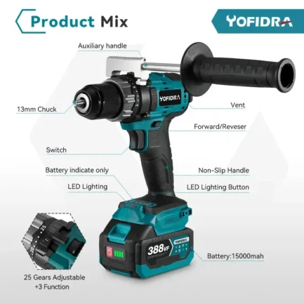 Perceuse Électrique Yofidra 650 N.m 18V – Image 2