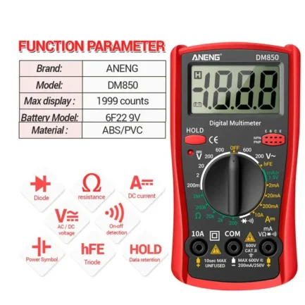 Multimètre Numérique Professionnel DM850 – Image 6