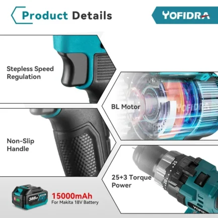 Perceuse Électrique Yofidra 650 N.m 18V – Image 4