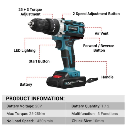 Tournevis Électrique Drillpro 20V Brushless – Image 2